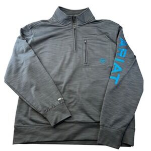Ariat Mens AriatTEK Cold Series Quarter Zip Fleece Pullover Gray‎ Blue Size M